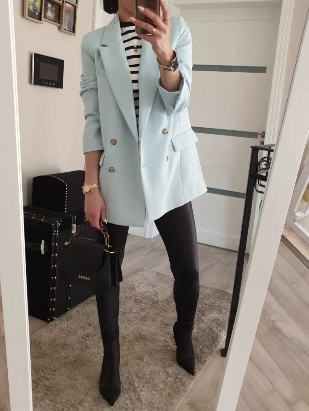 Zara  Relaxed Straight Flowy Blazer Blue NWT  Size L